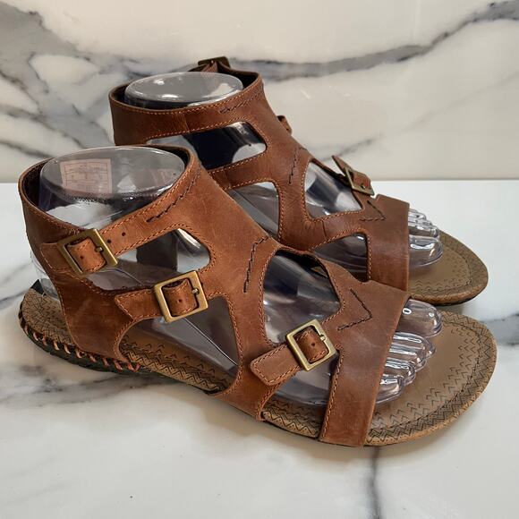 Merrell Wmns Brown Leather Whisper Buckle Gladiator Sandals Sz 7 Outdoors Hiking - Picture 1 of 7